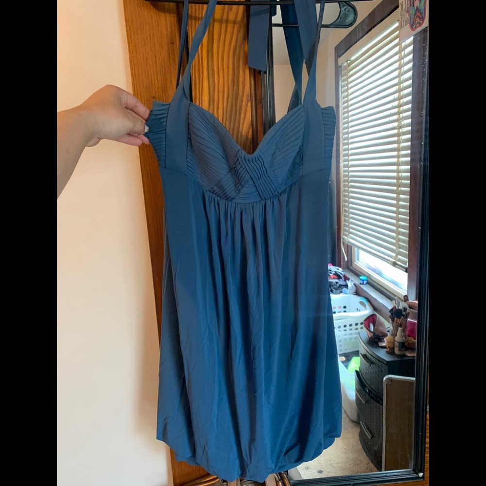 BCBG Blue/Teal Babydoll Dress Size L